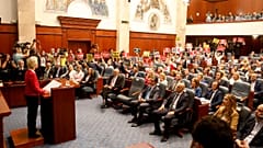 سخنرانی فن در لاین در پارلمان جمهوری مقدونیه شمالی