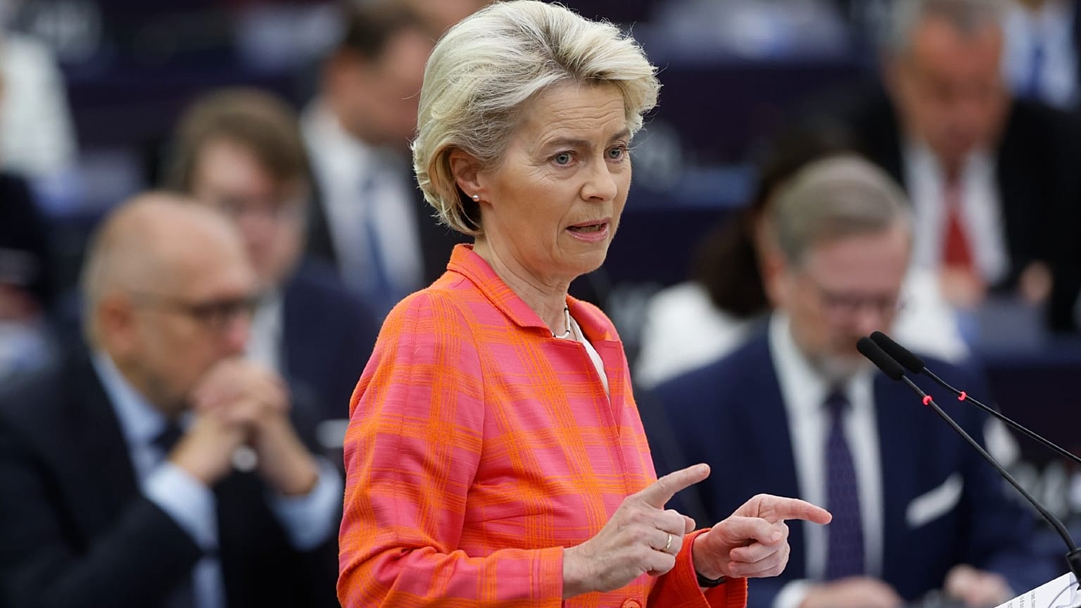 European Commission President Ursula von der Leyen at the European Parliament, July 6, 2022 in Strasbourg, eastern France.