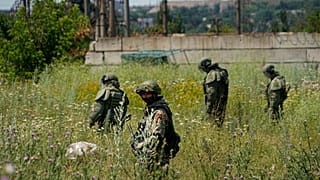 Russian troops on territory which is under the Government of the Donetsk People's Republic control, eastern Ukraine, Wednesday, July 13, 2022.
