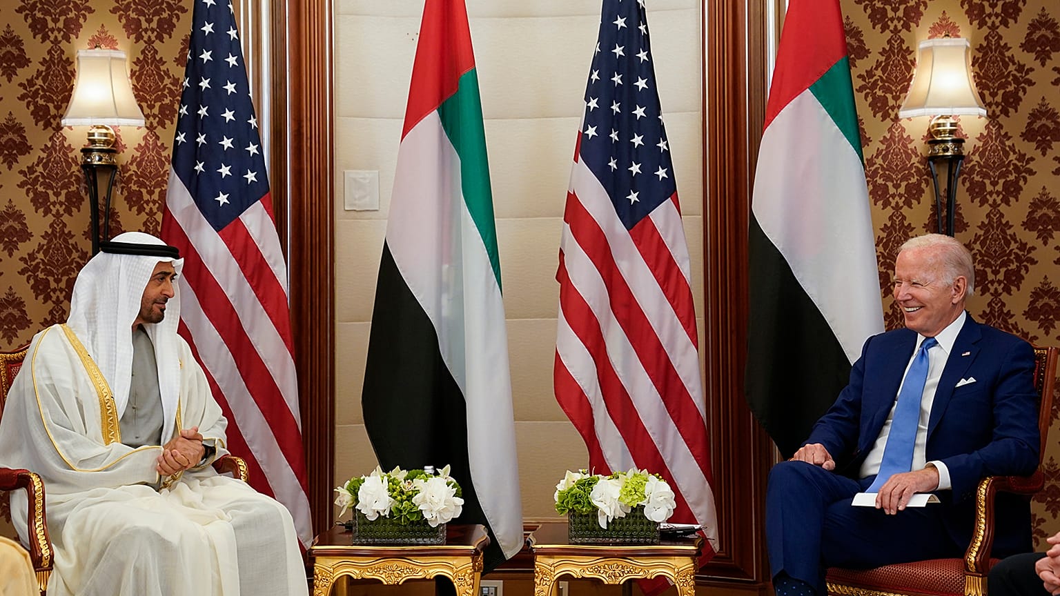 President Joe Biden meets with Abu Dhabi's Crown Prince Mohammed bin Zayed Al Nahyan on 16 July 2022