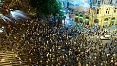 Manifestação contra reformas fiscais do governo de Viktor Orban