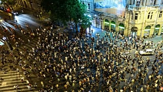 Manifestação contra reformas fiscais do governo de Viktor Orban