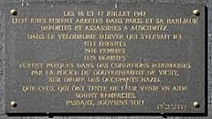 Gedenktafel der Opfer von Vel d'Hiv