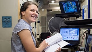 Russian cosmonaut Anna Kikina trains during preparation for space mission at the Gagarin Cosmonaut Training Centre in the Star City, outside Moscow, July 8, 2022.