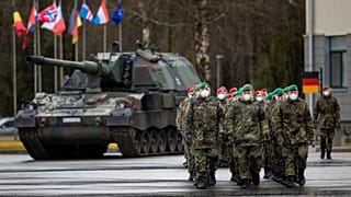 German Bundeswehr soldiers of the NATO enhanced forward presence battalion in Vilnius, Lithuania.