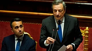 Mario Draghi durante il suo discorso al Senato