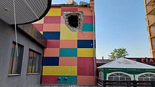 A building destroyed by shelling is seen in Ochakiv, Ukraine, in this handout picture obtained by Reuters on June 28, 2022.