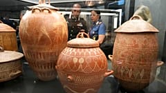 Des œuvres d'art récupérées du marché noir dans le Musée de l'art sauvé, Rome, le 15 juin 2022 