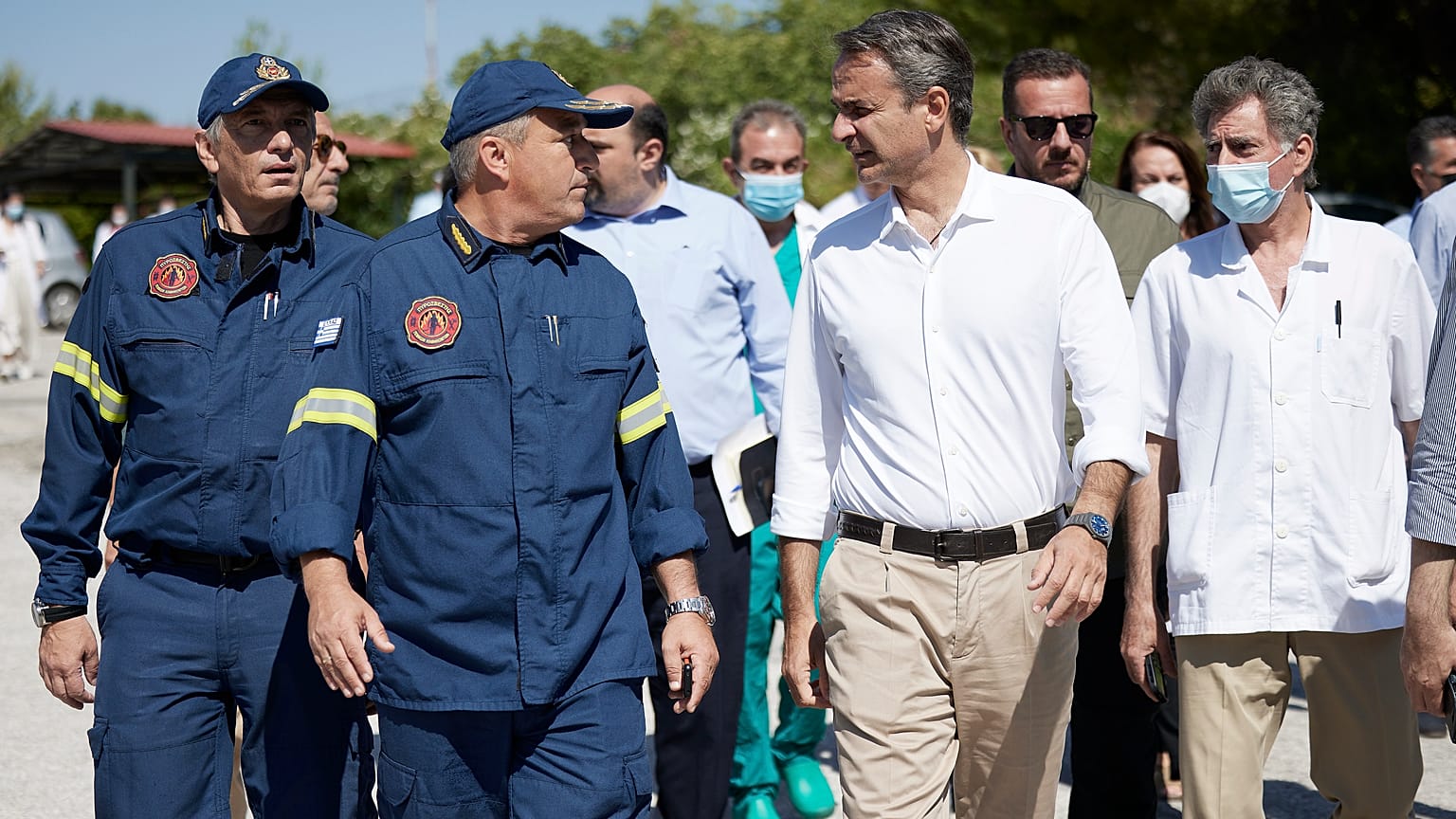 Ο Κυριάκος Μητσοτάκης στην Πεντέλη