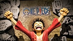 One Piece anime character Monkey D. Luffy, known as Straw Hat, is displayed at a Jump shop during a press preview in Tokyo on November 19, 2019