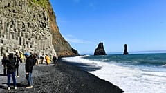 Reynisfjara black sand beach in southern Iceland  