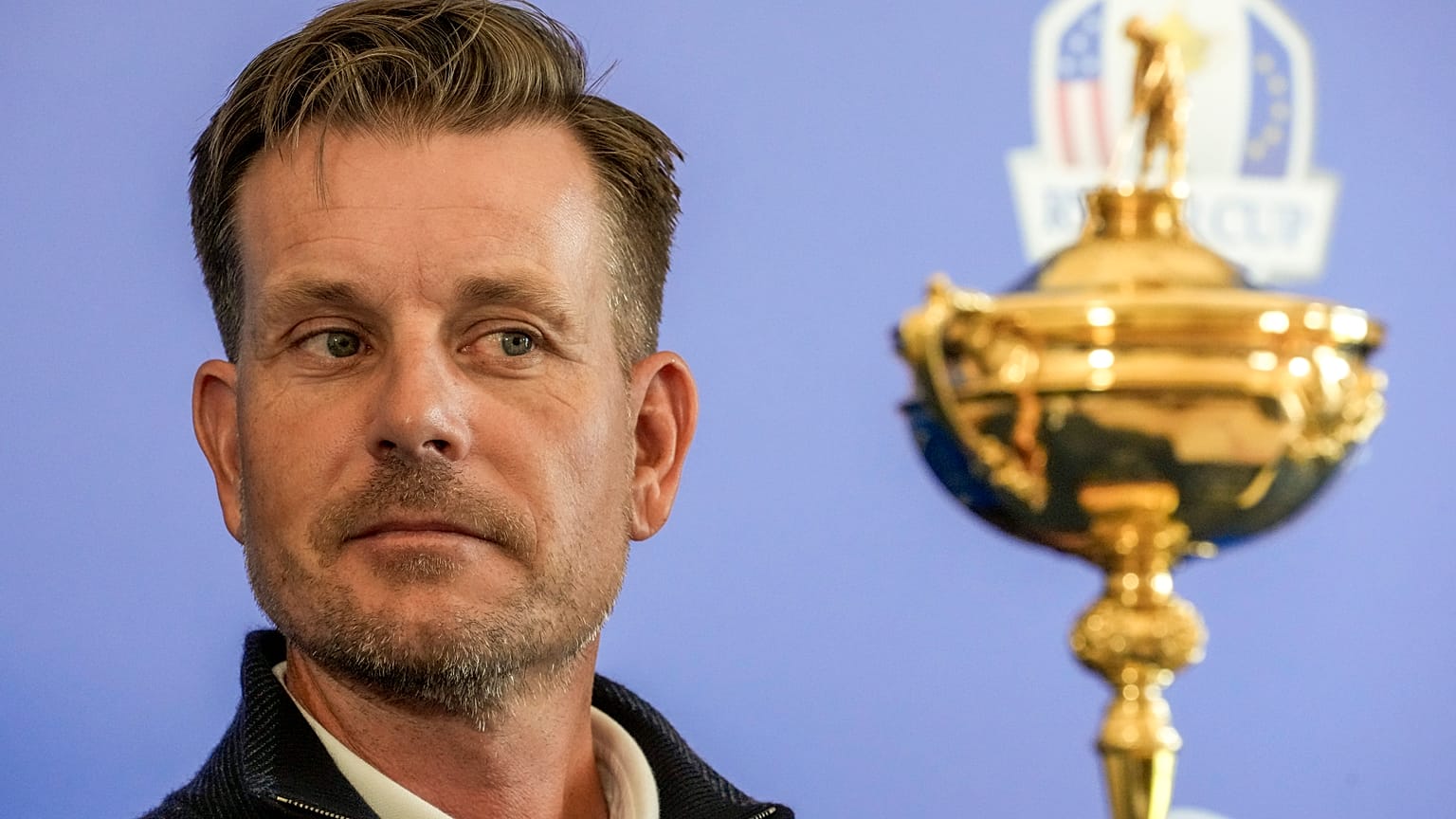 Henrik Stenson appeared during a Ryder Cup press conference near Rome in May.