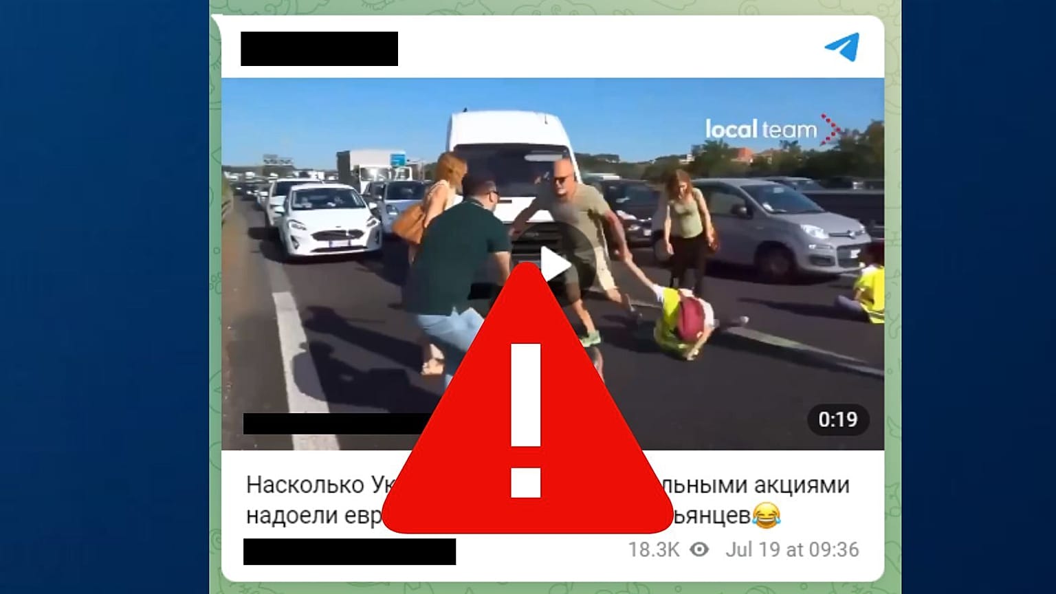 A misleading claims that Italians are angry at Ukrainian refugees for blocking a major road