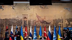 Turkish President Recep Tayyip Erdogan and U.N. Secretary General Antonio Guterres lead a signing ceremony at Dolmabahce Palace in Istanbul, Turkey, Friday, July 22, 2022.