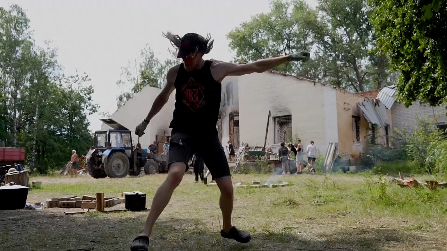 Ukrainian volunteer at 'clean up rave'