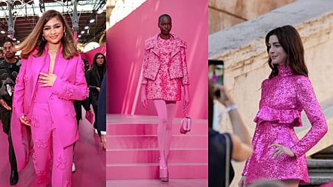 Anne Hathaway and Zendaya have both sported Barbiecore looks in Paris and Rome 