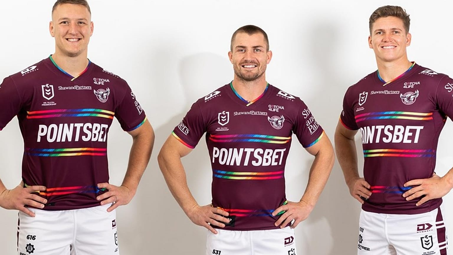 Manly Warringah Sea Eagles pose in new Pride kit