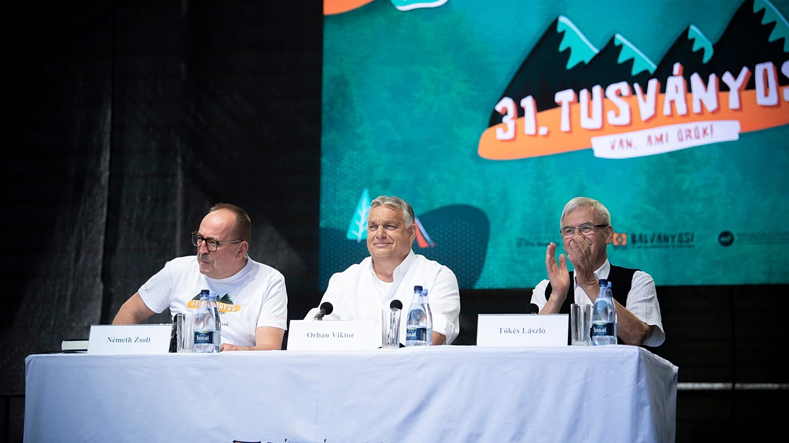 Orbán Viktor miniszterelnök a Bálványosi Nyári Szabadegyetemen tartott beszéde előtt 2022. július 23-án
