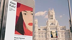 Anuncio publicitario sobre la retrospectiva de Alex Katz, exhibida en el Museo Nacional Thyssen-Bornemisza