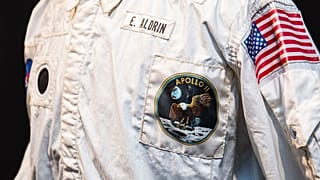 The jacket a jacket worn by astronaut Edwin "Buzz" Aldrin on the historic mission to the moon's surface in 1969