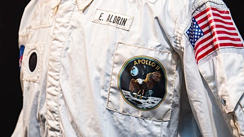 The jacket a jacket worn by astronaut Edwin "Buzz" Aldrin on the historic mission to the moon's surface in 1969