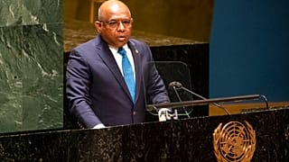 Le président de l'Assemblée générale de l'ONU Abdulla Shahid au siège de l'ONU, le 28 février 2022, New York