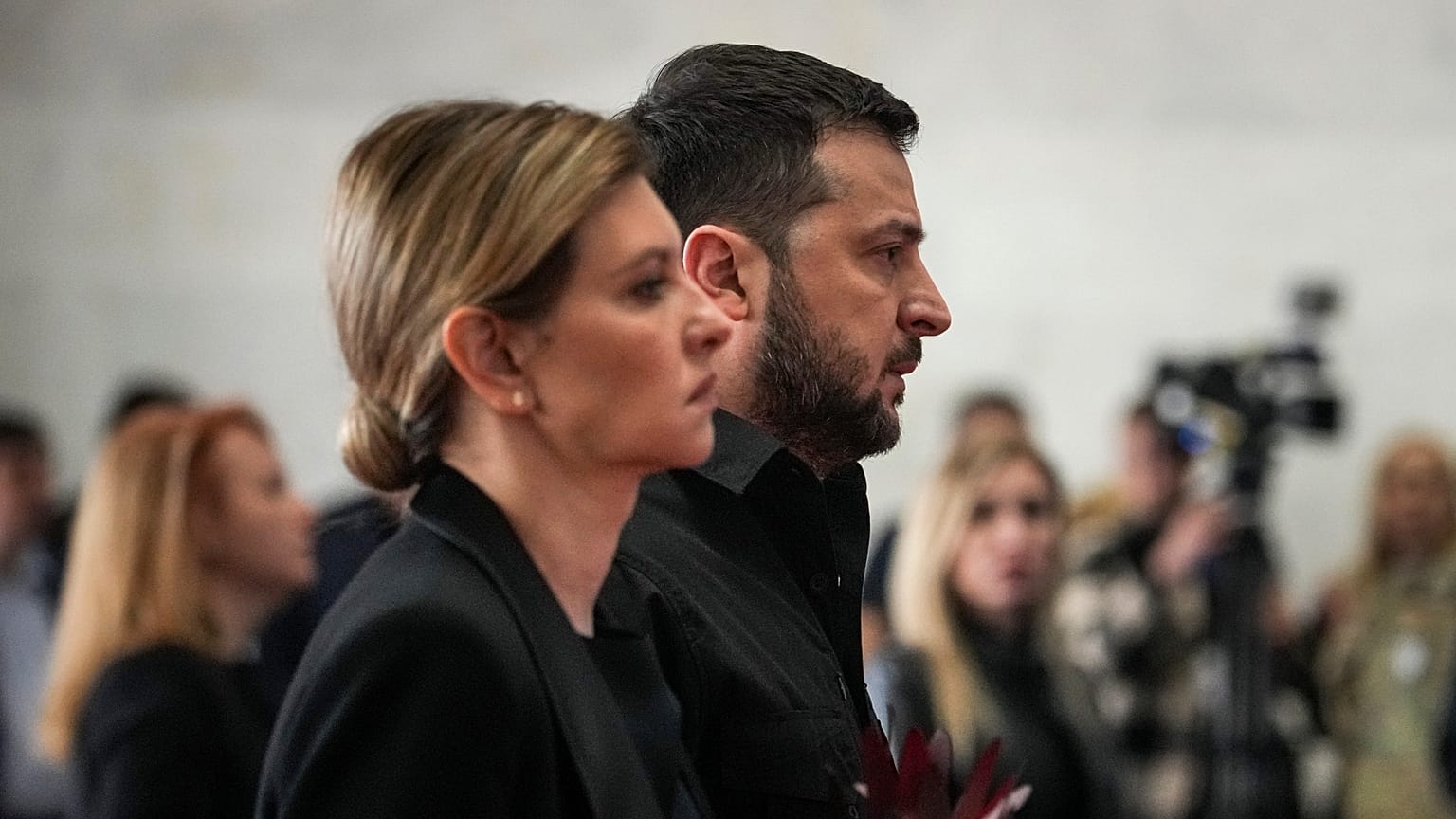 President of Ukraine Volodymyr Zelenskyy and and his wife Olena Zelenska at the International Convention Centre Ukrainian House, in Kyiv, Ukraine, Tuesday, May 17, 2022.