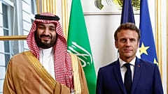 Saudischer Kronprinz Bin Salman und Frankreichs Präsident Macron 