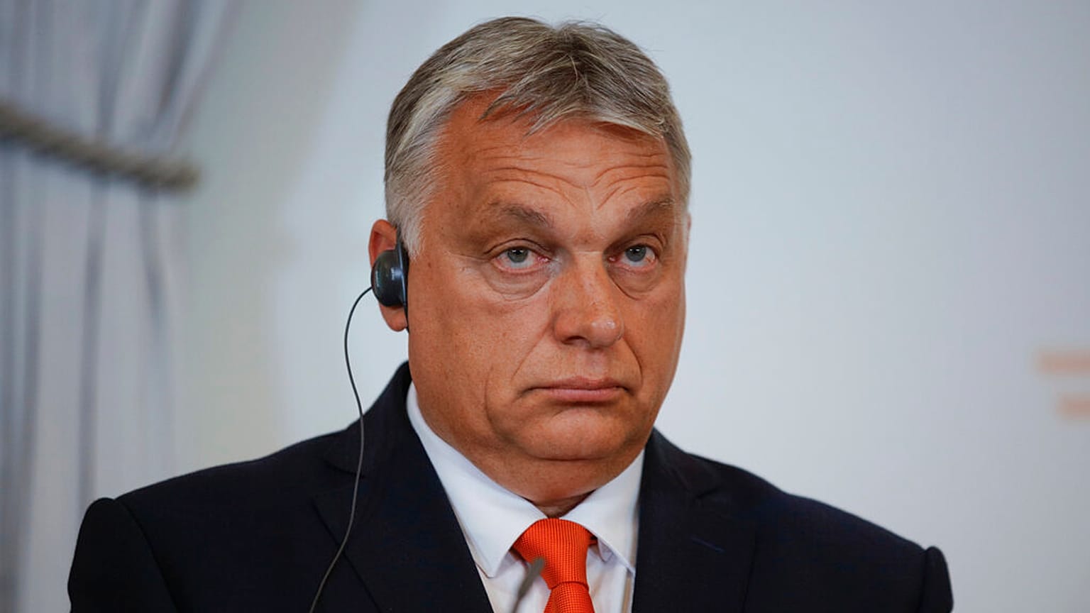 Hungarian Prime Minister Viktor Orban addresses the media during a joint press conference with Austrian Chancellor Karl Nehammer in Vienna, Austria, Thursday, July 28, 2022.