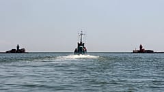 Az orosz flotta egy hajója Mariupol kikötőjében / Képünk illusztráció