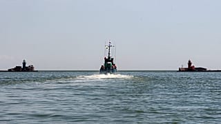 Az orosz flotta egy hajója Mariupol kikötőjében / Képünk illusztráció