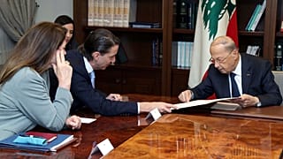 الوسيط الأمريكي آموس هوكستين يلتقي الرئيس اللبناني ميشال عون في بيروت - أرشيف.