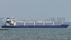 The bulk carrier Razoni starts its way from the port in Odesa, Ukraine, Monday, Aug. 1, 2022.