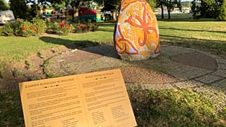 A view of a 2014 stone with runic inscription in memory of Danish 10th century King Harald “Bluetooth” Gormsson