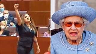 Avustralya'nın Victoria Eyaleti'nin Aborjin kökenli Senatörü Lydia Thorpe (solda) Büyük Britanya Kraliçesi II. Elizabeth (sağda)