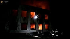 Скриншот: работа пожарной бригады после обстрела Николаева российскими войсками