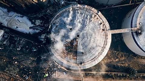 Angegriffener Öl-Tanker in Mykolajiw.