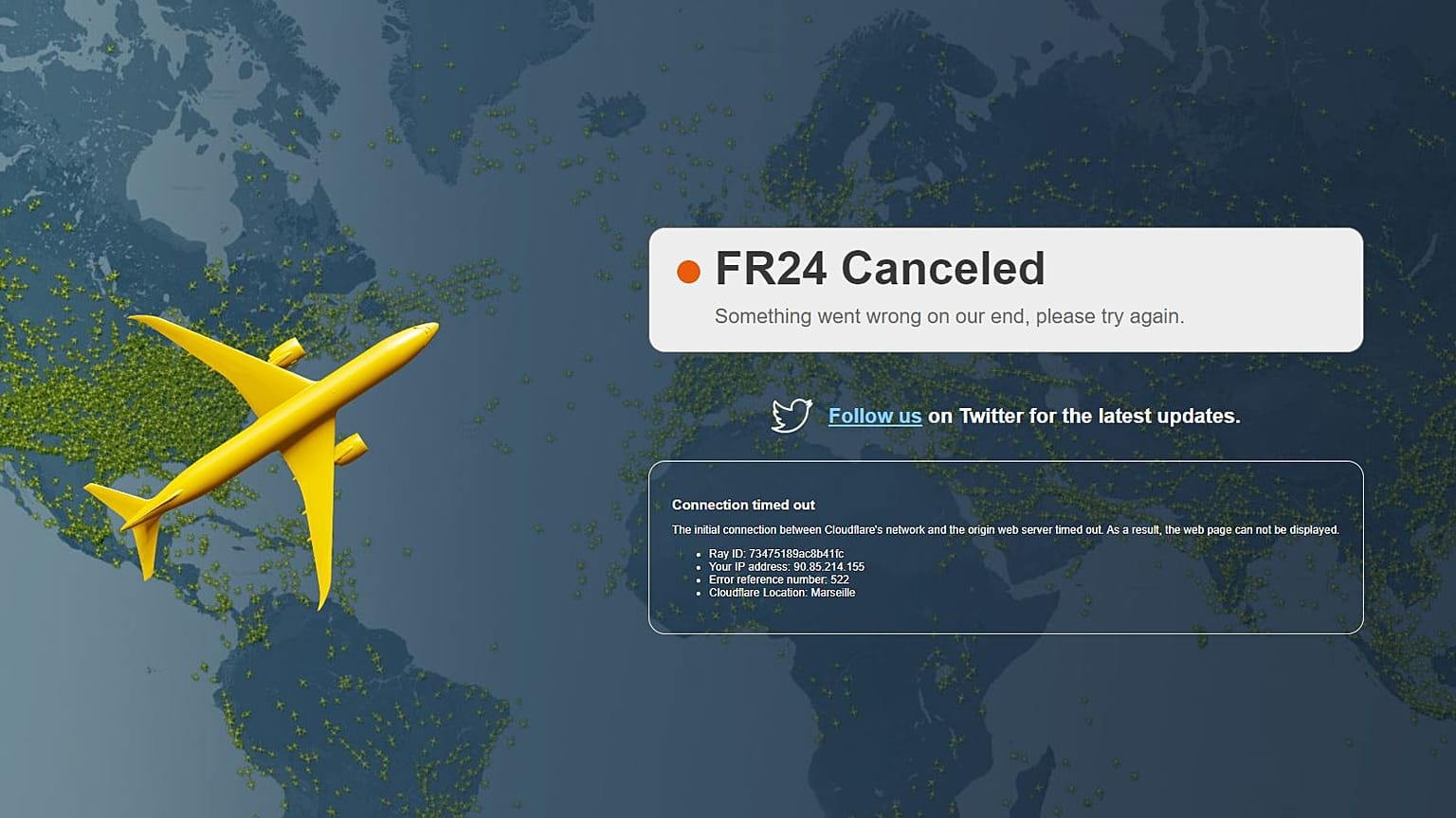 Capture du site Flightradar 24, le 2 août 2021