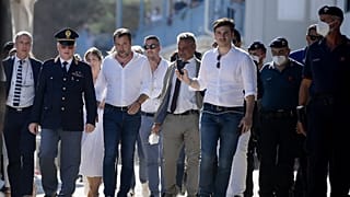 Matteo Salvini in visita a Lampedusa