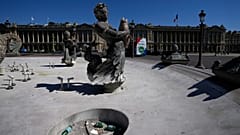 The fountains of Concorde plaza are empty in Paris, France, as Europe is under an extreme heat wave, Aug. 3, 2022.