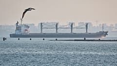 The ship Navi-Star carrying a load of corn starts its way from the port in Odesa, Ukraine, Friday Aug. 5, 2022. 