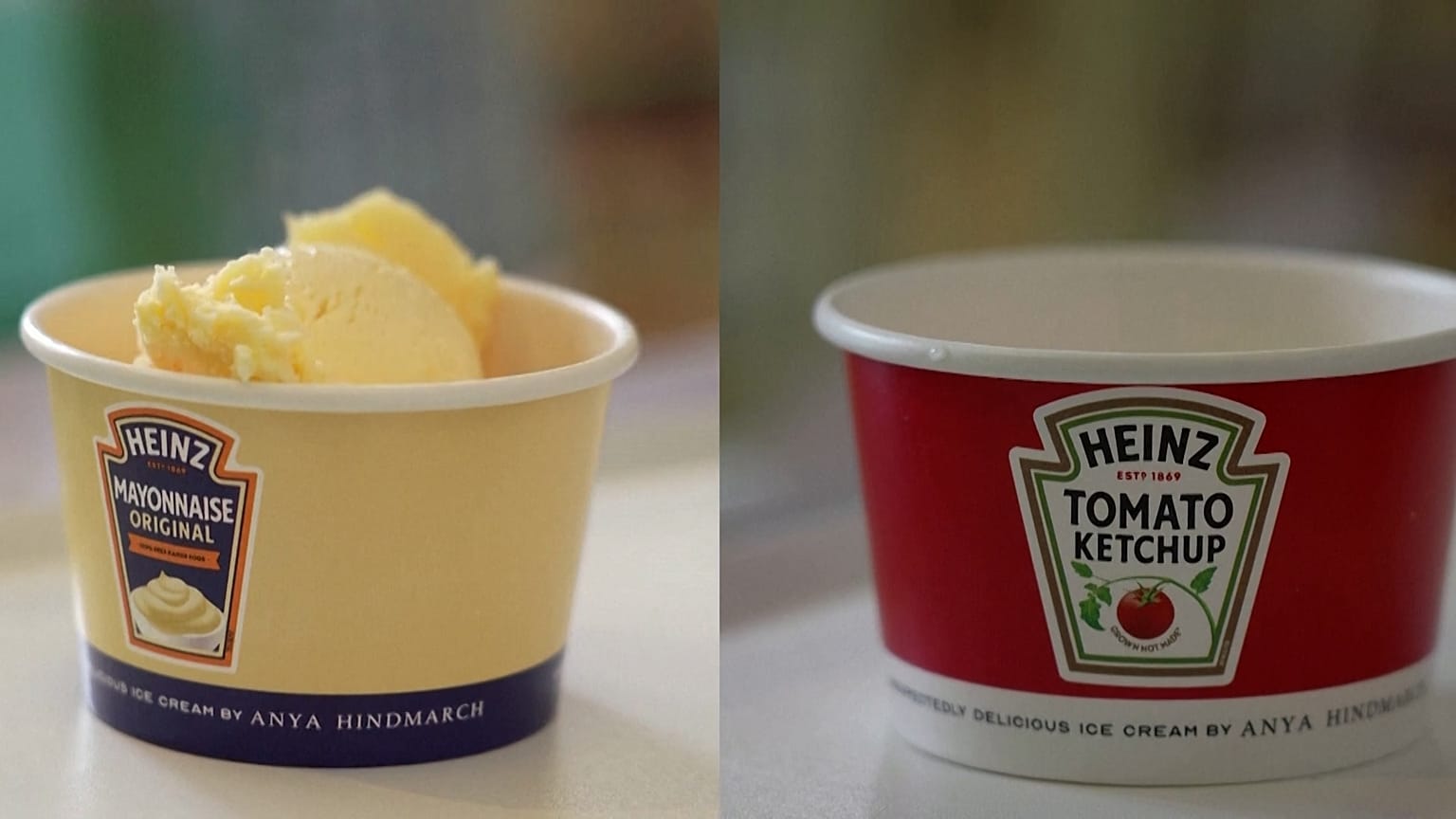 Image shows the Heinz mayonnaise and ketchup flavoured ice cream created by London's The Ice Cream Project pop-up 