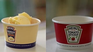 Image shows the Heinz mayonnaise and ketchup flavoured ice cream created by London's The Ice Cream Project pop-up 