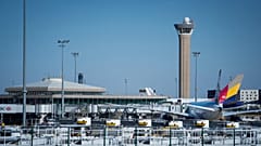 This file photo taken on August 06, 2018 shows a general view with the central control tower at Roissy-Charles-de-Gaulle Airport, north of Paris