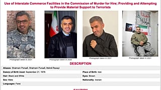 Az FBI által 2022. augusztus 10-én Washingtonban közzétett képen Shahram Poursafi körözési plakátja látható.