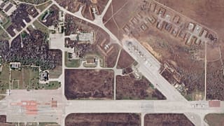 A satellite image by Planet Labs PBC shows Saki Air Base after an explosion there, 10 August 2022