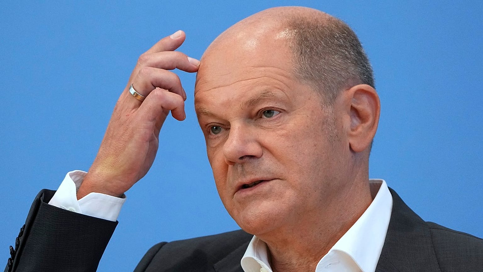 Olaf Scholz bei der Bundespressekonferenz am 11. August 22