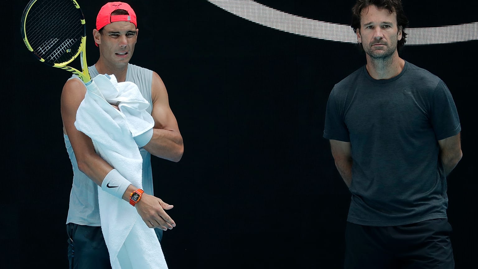 Rafael Nadal és edzője, Carlos Moya