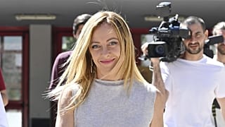 Giorgia Meloni, az Olasz Testvérek (FdI) párt vezetője Genovában