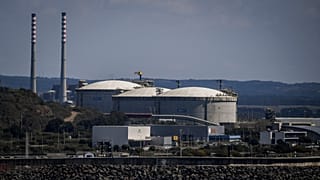 This photograph shows the LNG Liquified Natural Gas Terminal at Sines port in Sines on April 6, 2022. 